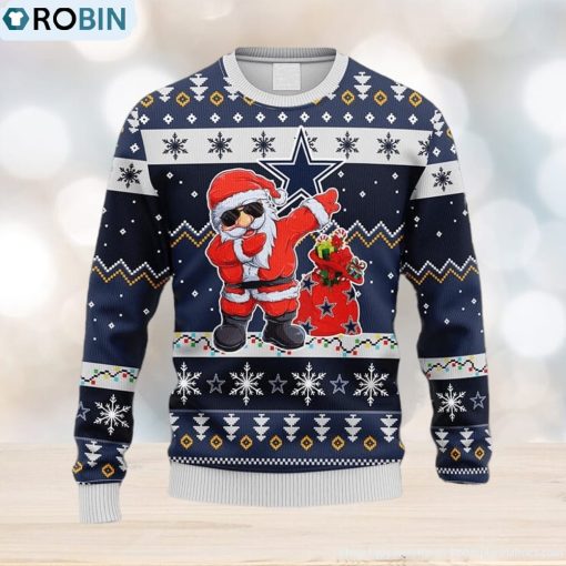 NFL Dallas Cowboys Dabbing Santa Claus Christmas Ugly 3D Sweater For Men And Women