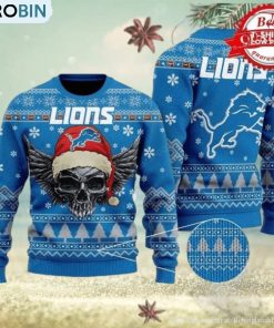 nfl-detroit-lions-golden-skull-christmas-ugly-sweater-1