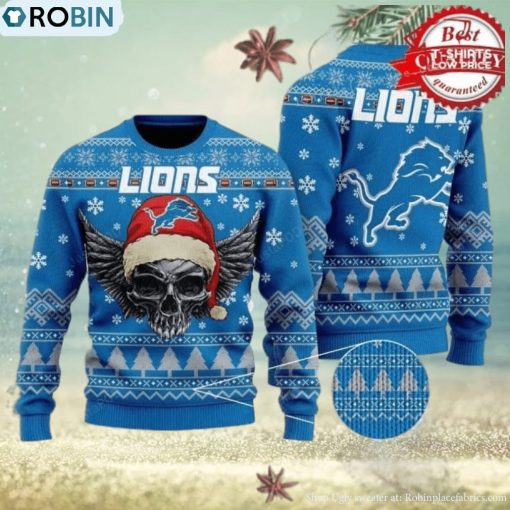 NFL Detroit Lions Golden Skull Christmas Ugly Sweater