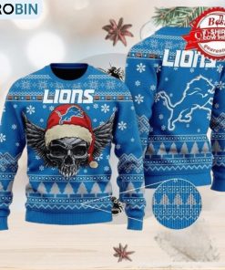 NFL Detroit Lions Golden Skull Christmas Ugly Sweater