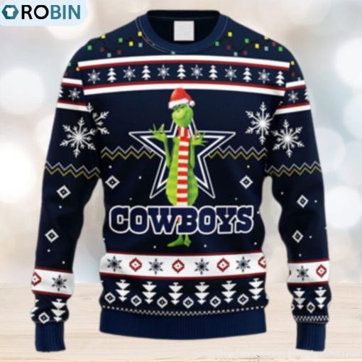 NFL Fans Dallas Cowboys Funny Grinch Christmas Ugly Sweater For Men Women