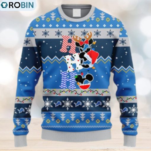 NFL Fans Detroit Lions HoHoHo Mickey Christmas Ugly Sweater For Men Women