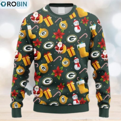 NFL Fans Green Bay Packers Santa Claus Snowman Christmas Ugly Sweater For Men Women