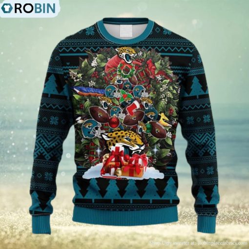 NFL Fans Jacksonville Jaguars Tree Ugly Christmas Fleece Sweater For Men Women
