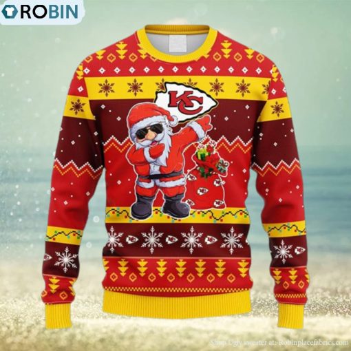 NFL Fans Kansas City Chiefs Dabbing Santa Claus Christmas Ugly Sweater For Men Women