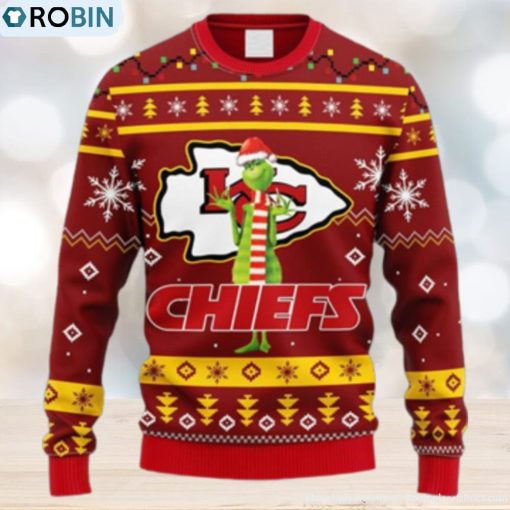 NFL Fans Kansas City Chiefs Funny Grinch Christmas Ugly Sweater For Men Women
