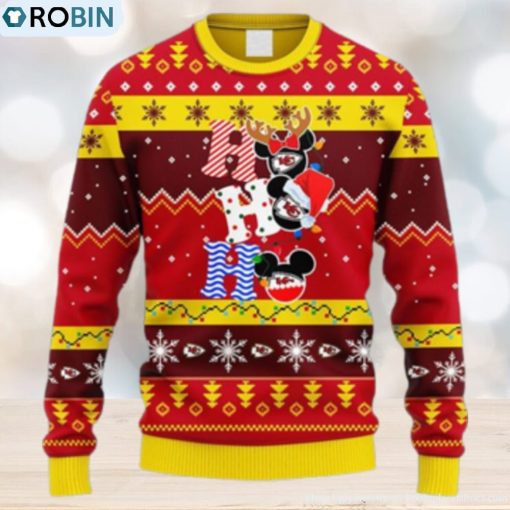NFL Fans Kansas City Chiefs HoHoHo Mickey Christmas Ugly Sweater For Men Women