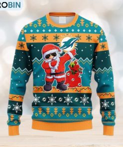 NFL Fans Miami Dolphins Dabbing Santa Claus Christmas Ugly Sweater For Men Women