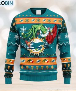 NFL Fans Miami Dolphins Grinch Christmas Ugly Sweater For Men Women