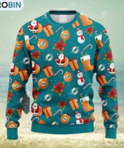 nfl-fans-miami-dolphins-santa-claus-snowman-christmas-ugly-sweater-for-men-women-1