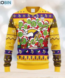 NFL Fans Minnesota Vikings 12 Grinch Xmas Day Christmas Ugly Sweater For Men Women