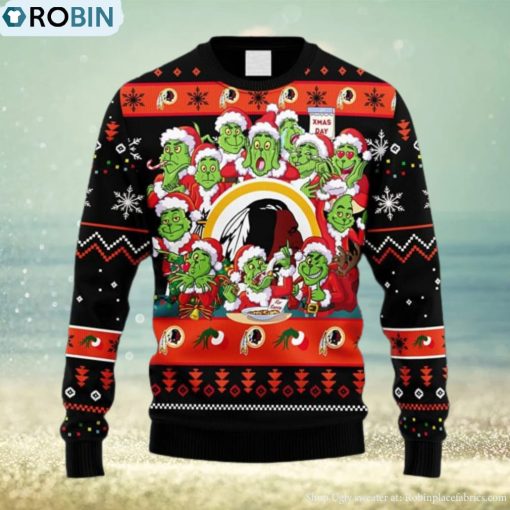 NFL Fans Washington Redskins 12 Grinch Xmas Day Christmas Ugly Sweater For Men Women