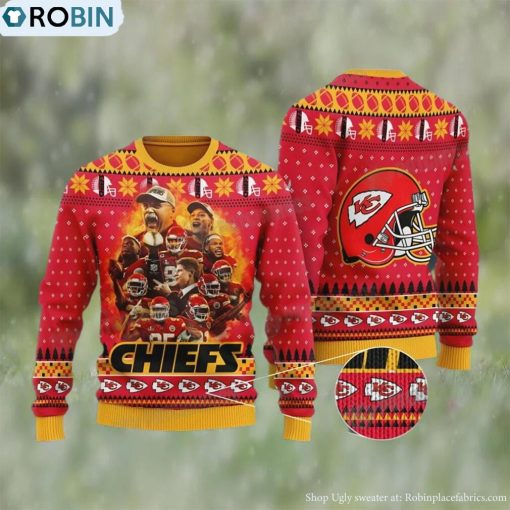 NFL Kansas City Chiefs Ugly Christmas Sweater Football Fan Gift