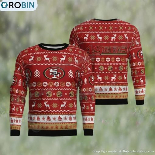 NFL San Francisco Football Logo Ugly Christmas Sweater 49ers Gifts For Him