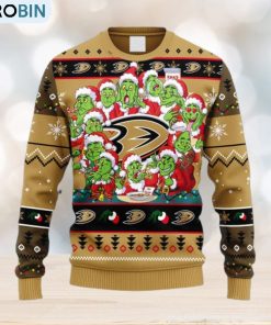 NHL Logo Anaheim Ducks 12 Grinch Xmas Day Christmas Ugly Sweater For Men Women