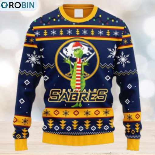 NHL Logo Buffalo Sabres Funny Grinch Christmas Ugly Sweater For Men Women