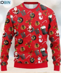 nhl-logo-chicago-blackhawks-santa-claus-snowman-christmas-ugly-sweater-for-men-women-1