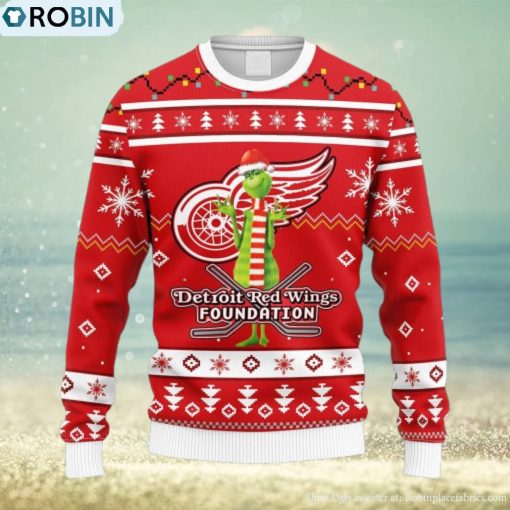 NHL Logo Detroit Red Wings Funny Grinch Christmas Ugly Sweater For Men Women
