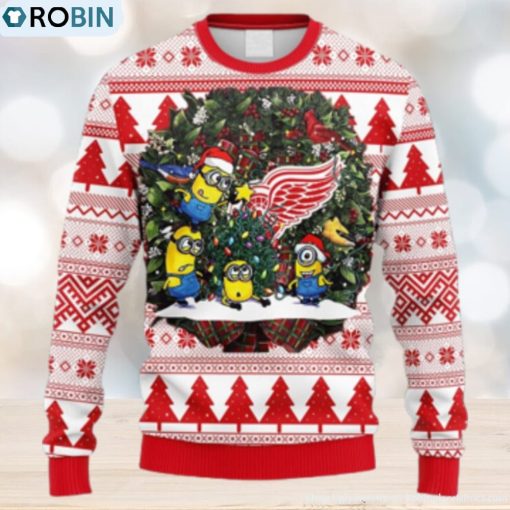 NHL Logo Detroit Red Wings Minion Christmas Ugly Sweater For Men Women