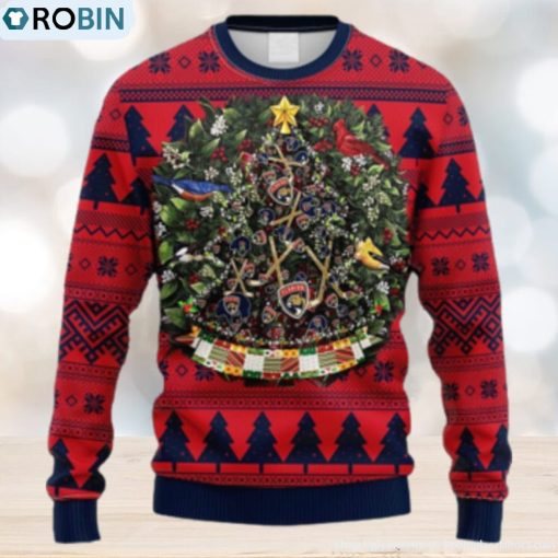 NHL Logo Florida Panthers Tree Ball Christmas Ugly Sweater For Men Women