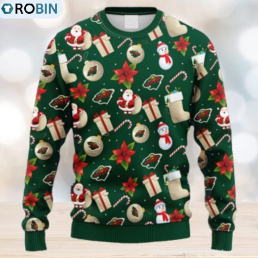 NHL Logo Minnesota Wild Santa Claus Snowman Christmas Ugly Sweater For Men Women