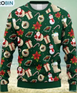 nhl-logo-minnesota-wild-santa-claus-snowman-christmas-ugly-sweater-for-men-women-2