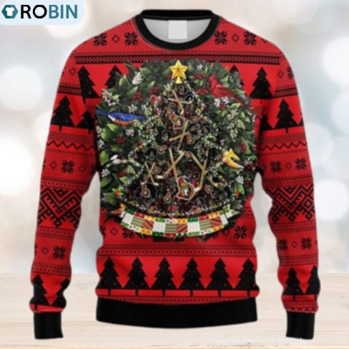 NHL Logo Ottawa Senators Tree Ball Christmas Ugly Sweater For Men Women
