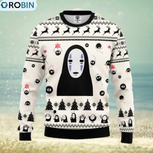 No Face White Ugly Christmas Sweater For Men Women