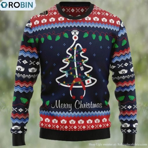 Nurse Christmas Tree Ugly Christmas Sweater, Xmas Sweatshirt