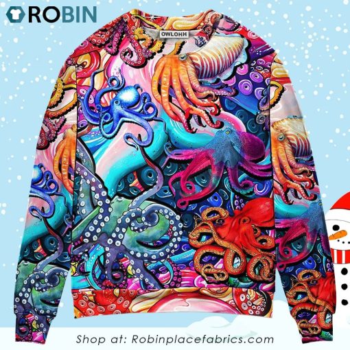 Octopus Colorful Lover Art Style 3D Printed Christmas Ugly Sweater