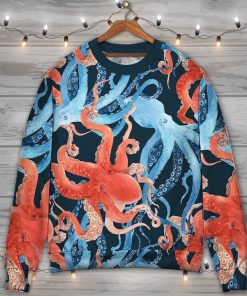 Octopus Colorful Ocean Life Basic Ugly Christmas Sweater