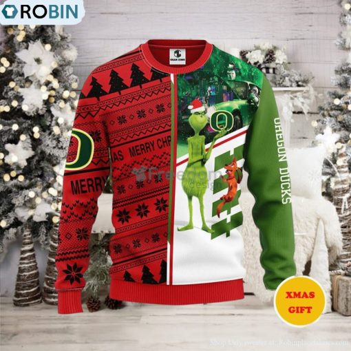 Oregon Ducks Grinch & Scooby doo Christmas AOP Sweater