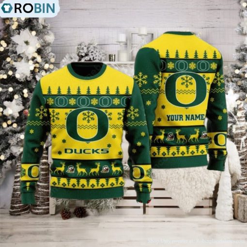 Oregon Ducks Personalized Name Ugly Christmas Sweater