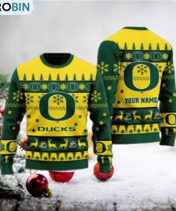 Oregon Ducks Personalized Name Ugly Christmas Sweater Oregon Ducks Personalized Name Ugly Christmas Sweater