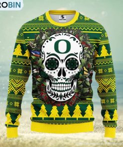 oregon-ducks-skull-flower-ugly-christmas-ugly-sweater-1