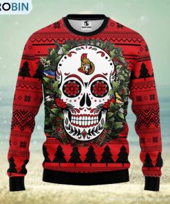 ottawa-senators-skull-flower-ugly-christmas-ugly-sweater-1