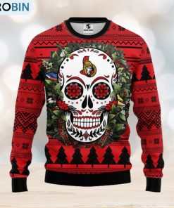 Ottawa Senators Skull Flower Ugly Christmas Ugly Sweater Ottawa Senators Skull Flower Ugly Christmas Ugly Sweater