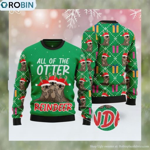 Otter Reindeer Ugly Christmas Sweater