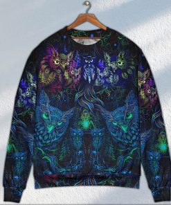 Owl And Witch Darkness Colorful Christmas Ugly Sweater, Sweatshirt Owl And Witch Darkness Colorful Christmas Ugly Sweater, Sweatshirt