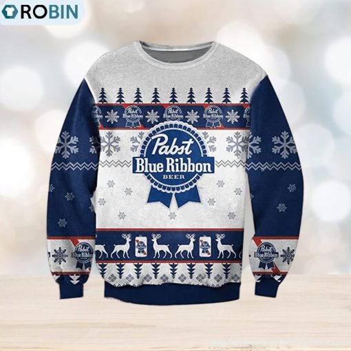 Pabst Blue Ribbion Beer Ugly Knitted Whiskey Christmas 3D Sweater For Men And Women