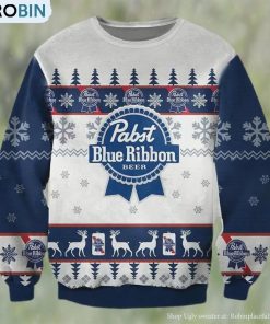 Pabst Blue Ribbon Beer Christmas Ugly Sweater, Gifts For Beer Lovers