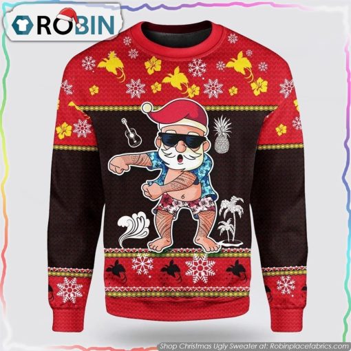 Papua New Guinea Christmas Ugly Sweater Santa Claus Polynesian Tattoo