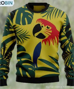 Parrot Tropical Leaf Ugly Christmas Holiday Sweater Parrot Tropical Leaf Ugly Christmas Holiday Sweater