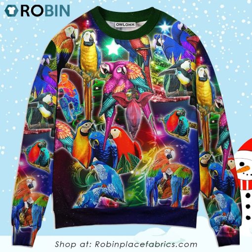 Parrot Tropical Merry Christmas Christmas Ugly Sweater, Sweatshirt