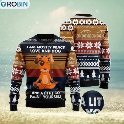 Peace Love And Dog All Over Printed 3D Ugly Christmas Sweater For Men And Women