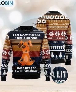 Peace Love And Dog All Over Printed 3D Ugly Christmas Sweater For Men And Women