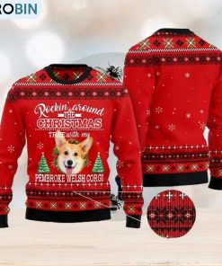 Pembroke Welsh Corgi Rockin’ All Over Printed 3D Ugly Christmas Sweater For Men And Women