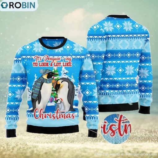 Penguin Family All Over Printed 3D Ugly Christmas Sweater For Men And Women