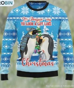 Penguin Family Ugly Christmas Holiday Sweater