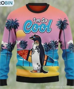 Penguin I’m So Cool Beach Lover Ugly Christmas Sweater